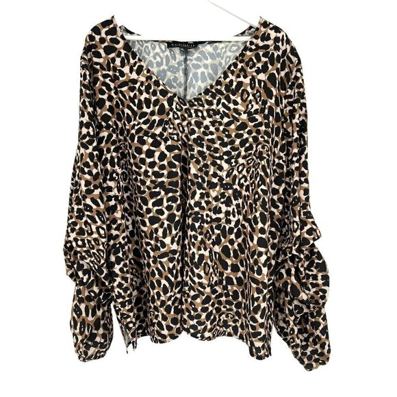 Eloquii Plus Size Blouse Size 20‎ Animal Print Ruched L/S V-Neck Casual Work - Picture 10 of 15